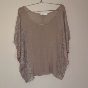 Forever 21 women’s shirt sheer batwing lace M vintage dolman sleeve beige boho
